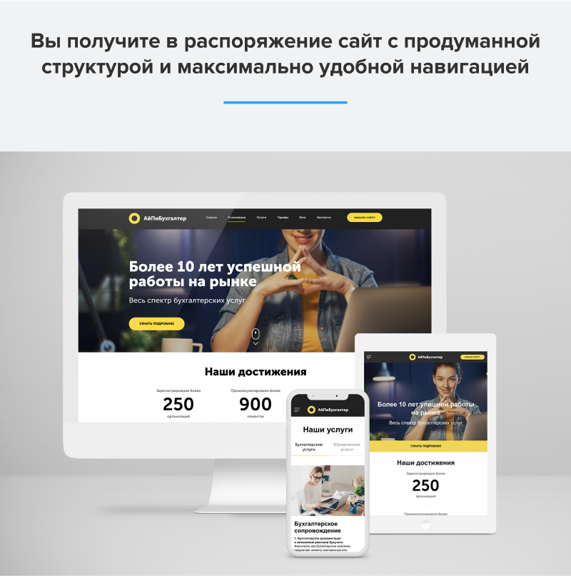 АйПи Бухгалтер - Сайт для компаний в сфере услуг: бухгалтерские, аудиторские и пр.